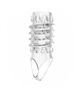 MIZZZEE - Open Tip Penis Sleeve With Ball Strap (Dotted)